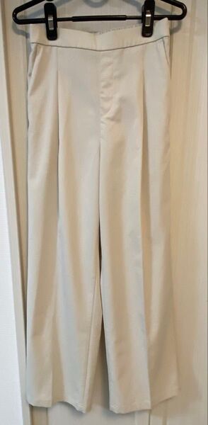 無印良品 タックワイドパンツ S ベージュ ポリエステル100%