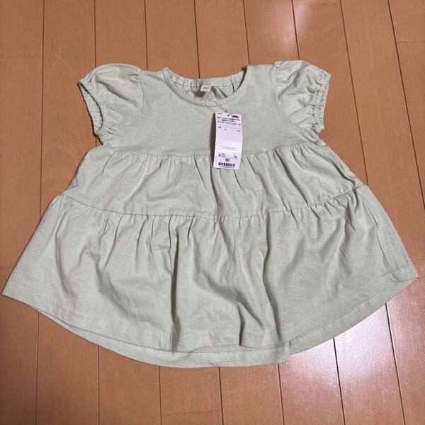 トップバリュ ベビー服 ティアードワンピース 90 グリーン系 新品未使用