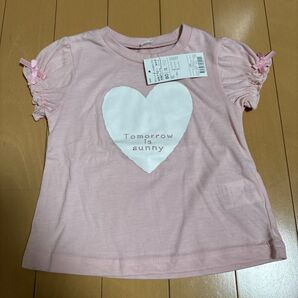 ベビー服 女の子 半袖 Tシャツ 80 ハート ピンク 新品