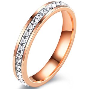 【大人気!】指輪 レディース ジルコニア エタニティー リング 4mm幅 チタン ピンキーリング ファッション アクセサリー