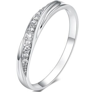【大人気!】指輪 レディース リング ジルコニア シルバー925 2mm幅 ピンキーリング 韓国 ファッション 結婚 婚約