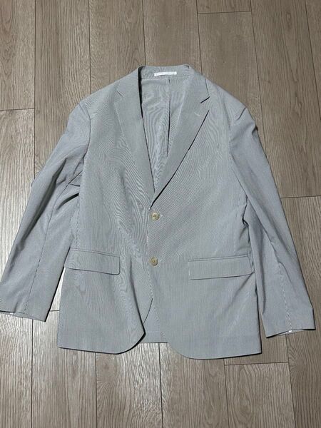 ユニクロ UNIQLO 感動ジャケット ストライプ柄 グレー系 サイズS 超美品