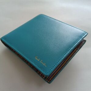 ポール・スミス 二つ折り財布 ターコイズブルー 美品 箱付き