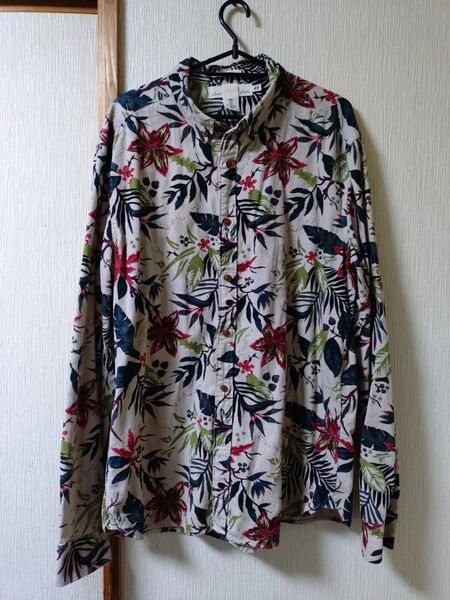 H&M 総柄シャツ L ベージュ系 メンズ