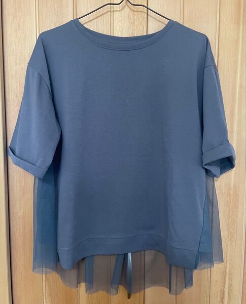 Tシャツ 半袖 グレー トップス L チュール 半袖Tシャツ