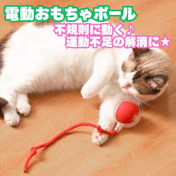 電動ボール 猫じゃらし 猫おもちゃ 猫オモチャ USB充電式 自動回転 ペットおもちゃ 留守番