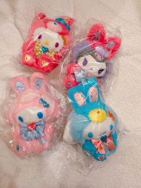 サンリオキャラクターズ スプリングラビットシリーズ マスコットホルダー クロミ、シナモン、マイメロディ 、ハローキティ4点