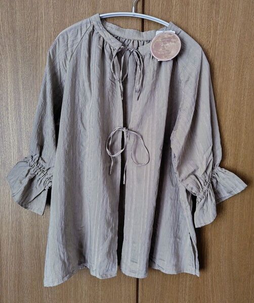 新品タグ付き tal by yumi ストライプ シアーブラウス 2way しまむら