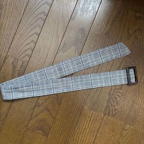 グレンチェック柄 ベルト グレー