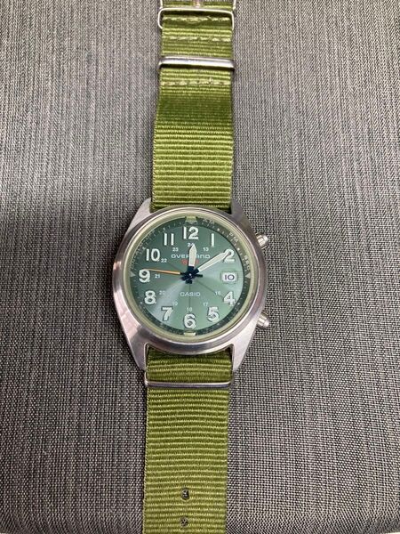 【良品】OVW-100BJ-3AJF CASIO OVERLAND 腕時計 グリーン系 動作良好 説明書付属 廃盤