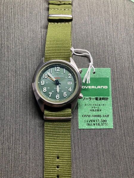 【良品】OVW-100BJ-3AJF CASIO OVERLAND 腕時計 グリーン系 動作良好 説明書付属 廃盤