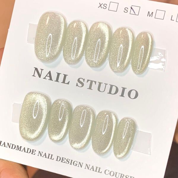 330 現品ネイルチップ Sサイズ 親指長さ19mm ハンドメイド ワンカラーマグネットうるツヤちゅるんオフィスニュアンス量産型