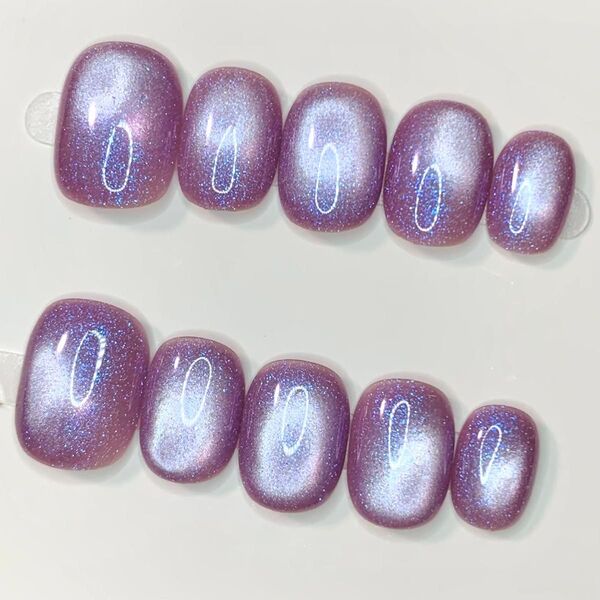 342 現品ネイルチップ Sサイズ 親指長さ15mm ハンドメイド ワンカラーマグネットうるツヤちゅるんオフィスニュアンス奥行き