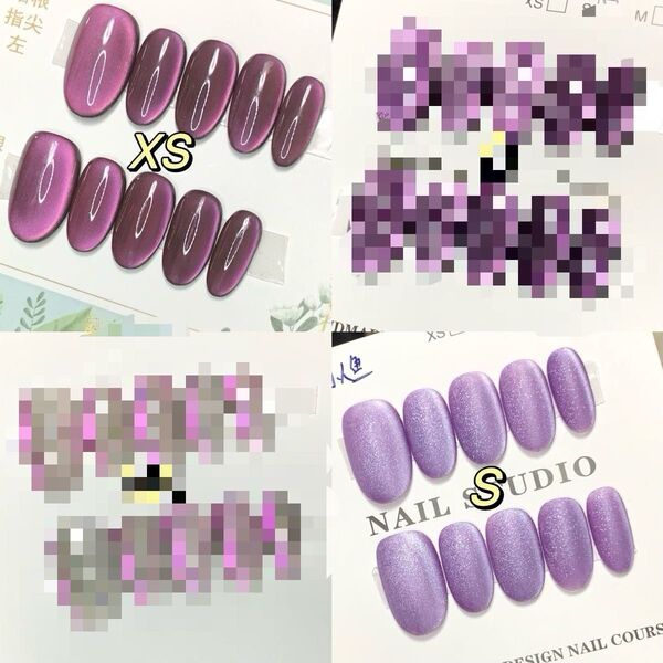 216 現品ネイルチップ XS/Sサイズ 親指長さ19mm ハンドメイド ワンカラーマグネットうるうるツヤオフィスニュアンス奥行き