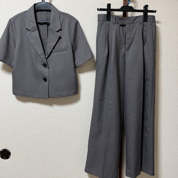GU セットアップ ジャケット パンツスーツ グレー レディース S M