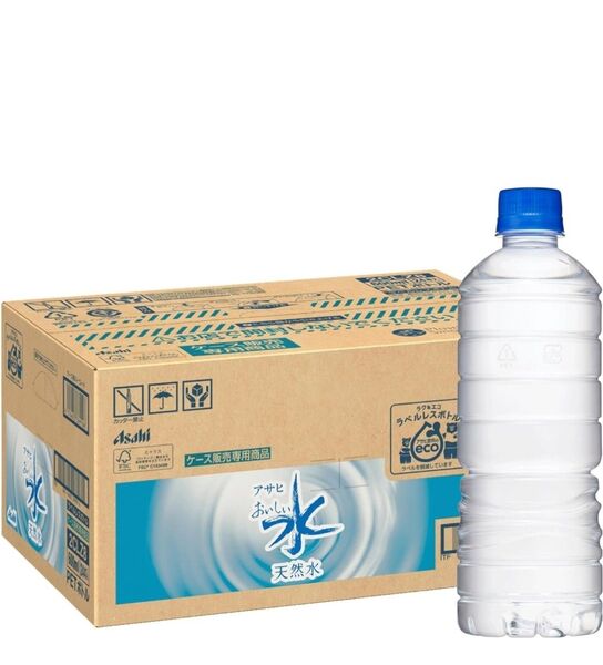 アサヒ飲料 おいしい水 天然水 ラベルレスボトル PET600ml×24本