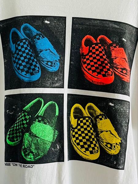 90s VANS グラフィックT チェッカーフラッグON THE ROAD Tシャツ 古着 ビンテージ vintage
