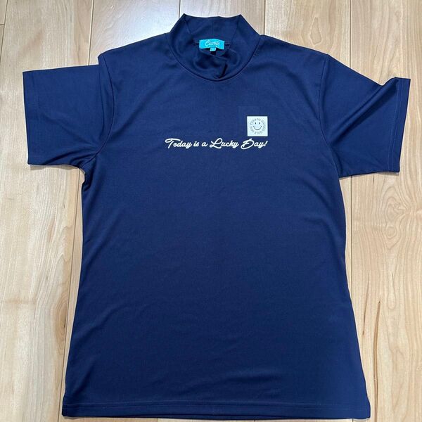 モックネック 半袖Tシャツ GOLF ゴルフウェア ネイビー XL