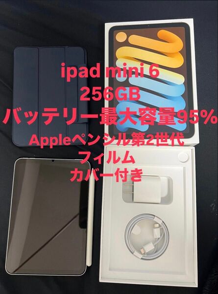 Apple iPad mini 第6世代 256GB Touch ID使用不可 Appleペンシル付 極美品 BT95%↑