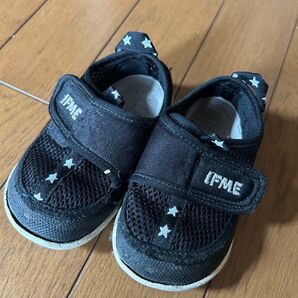 IFME ベビーシューズ 13.5cm ブラック 星柄 メッシュ