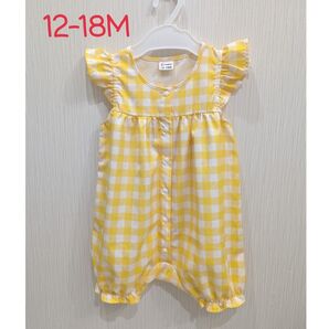 SHEIN ベビーロンパース 女の子 黄色 チェック