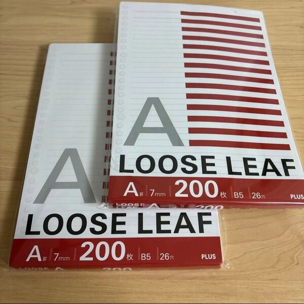新品 ブランド:PLUS ルーズリーフ B5 A罫 200枚×2パック 合計400枚