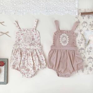 ベビー服 ロンパース 女の子 ピンク 花柄 レース