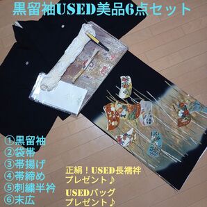 A17週末限定価格!☆used美品☆ 結婚式 落款 金彩 豪華 黒留袖6点セット