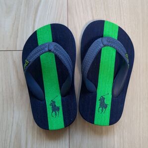 POLO RALPH LAUREN ビーチサンダル ネイビー×グリーン 12cm