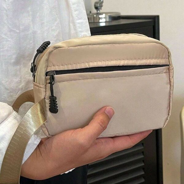 スタイリッシュ ナイロン製 ミニハンディバッグ カーキ シンプル 収納バッグ ハンドバッグ ジム スポーツバッグ740981