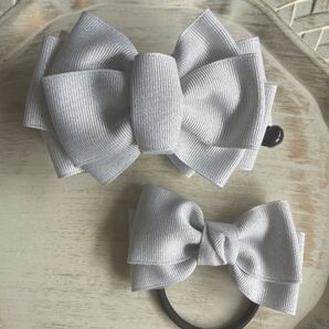 【ハンドメイド】1点のみSALE☆リボンバナナクリップ&ヘアゴム ヘアアクセサリーA2