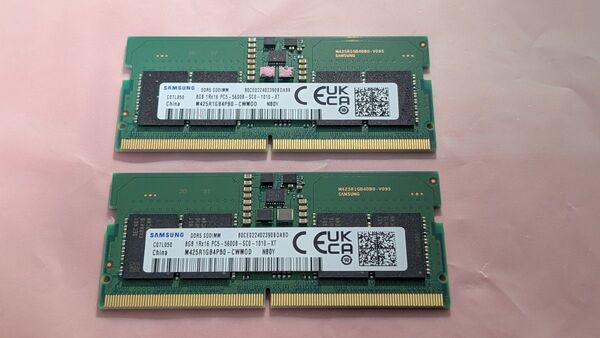 Samsung ノートPC用 DDR5 SO-DIMM 16GB@8GBx2枚 (M425R1GB4PB0-CWM0D)