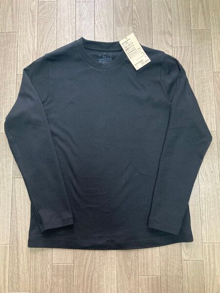 ☆新品☆無印良品 MUJI 黒 クルーネック 長袖Tシャツ カットソー サイズL