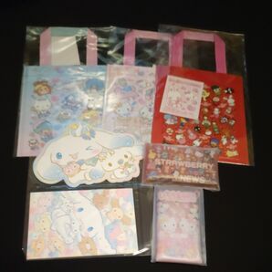 いちご新聞 付録セット 6点まとめ売り サンリオ キティ/シナモロール/マイメロ/クロミ/ポチャッコ/ポムポムプリン 他