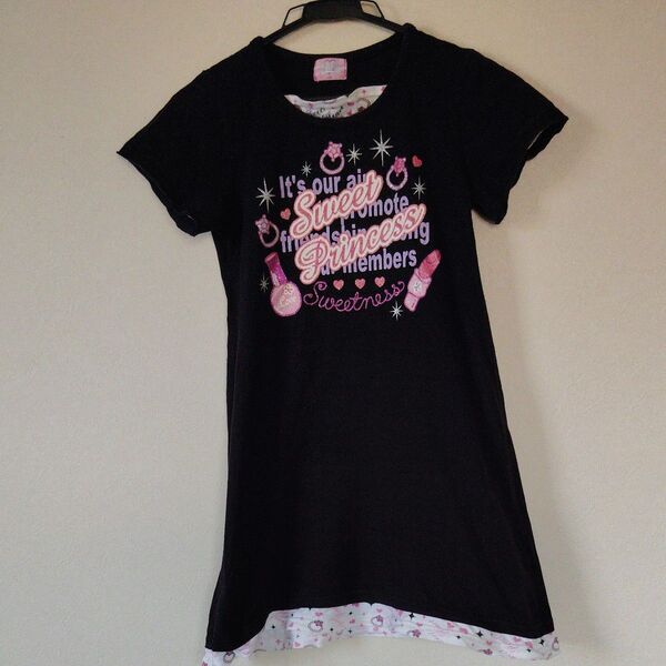 【訳あり品】☆お子様の普段使いに最適☆チュニックワンピース Tシャツ 130cm 黒