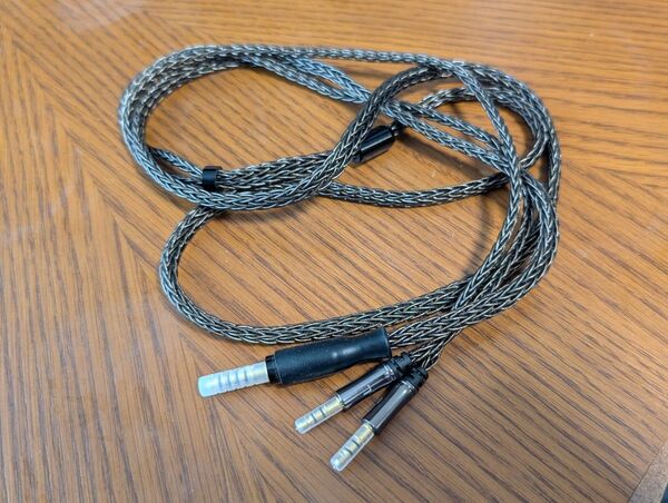 OPEN HEART ヘッドホンケーブル 銀メッキ銅ケーブル16本撚り 4.4mmバランス→3.5mm HIFIMANなどに
