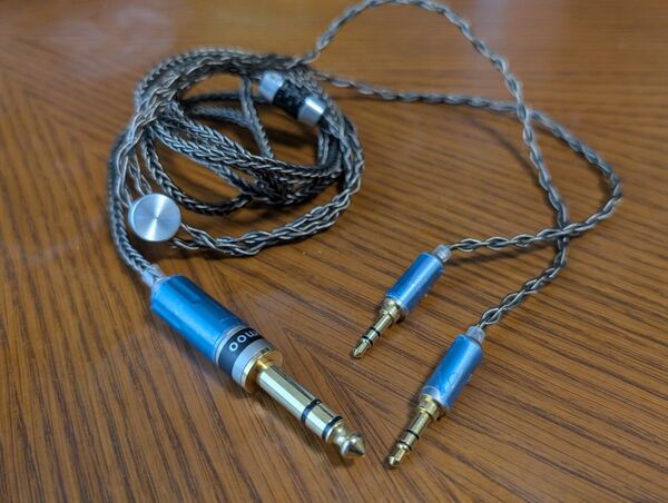 ヘッドホンケーブル 8コア編 6.35mm→3.5mm 銀メッキ銅ケーブル HIFIMANなどに