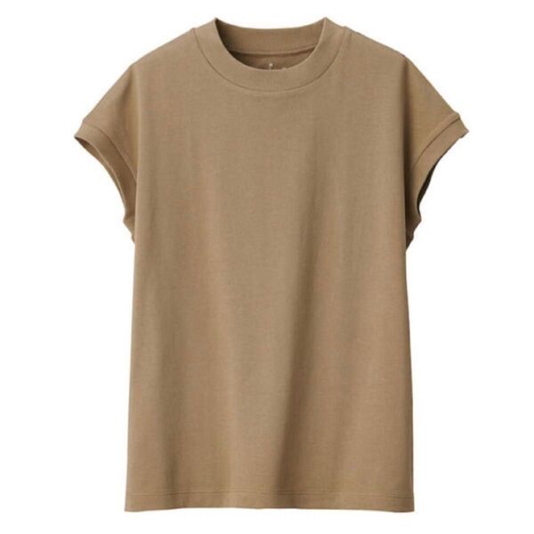 無印 太番手天竺編み フレンチスリーブTシャツ S スモーキーブラウン 新品
