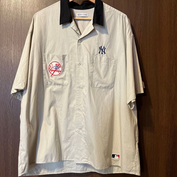 FREAK'S STORE MLB ビッグシルエットオープンカラーシャツ ヤンキース Lサイズ