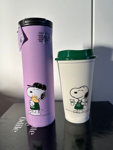 スターバックス PEANUTS スヌーピー タンブラー 473ml パープル +リユーザブルカップ SNOOPY スタバ