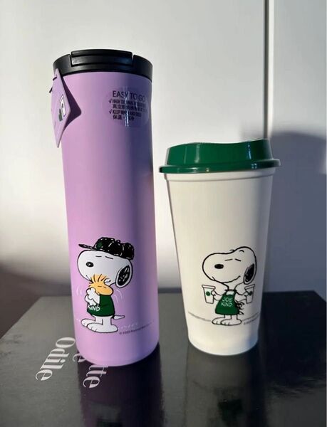 スターバックス PEANUTS スヌーピー タンブラー 473ml パープル +リユーザブルカップ SNOOPY スタバ