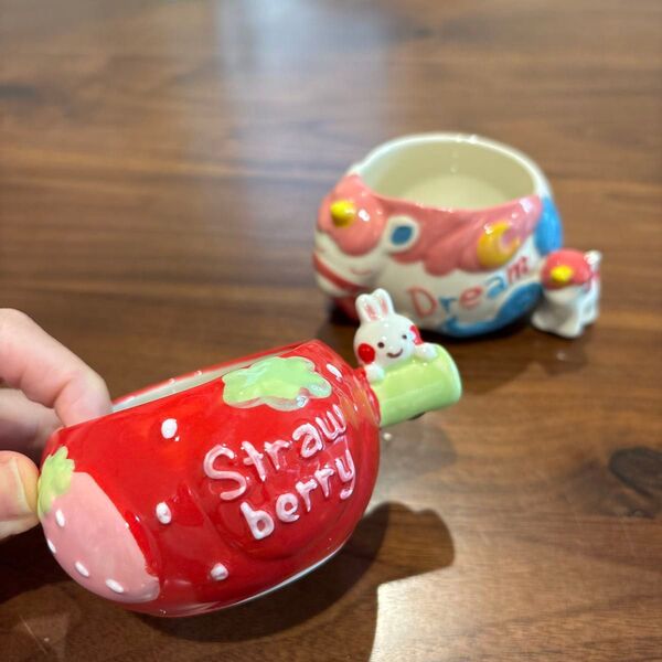 うさぎ ユニコーン 陶器 入れ物 カップ デザート お菓子 食洗機OK ゆめかわいい