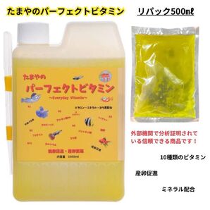 【GMめだか】たまやのパーフェクトビタミン 500ml ※メダカ健康 繁殖 産卵 促進 ミネラル 粘膜保護 病気予防 色揚効果