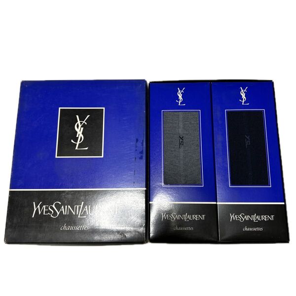 新品 未使用 イヴサンローラン ビジネスソックス YSL 靴下 サンローラン ソックス グレー ネイビー