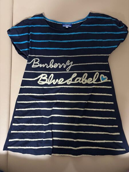 バーバリーブルーレーベル BURBERRY トップス ブラウス Tシャツ 紺 ボーダー 半袖 カットソー