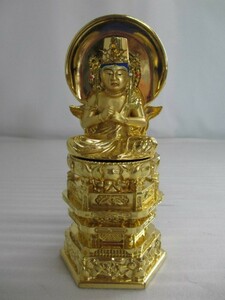  wooden Buddhist image large day .. image NO.1 gold Buddhist image height 23.5 centimeter new goods * unused, but long-term storage. special price goods u673