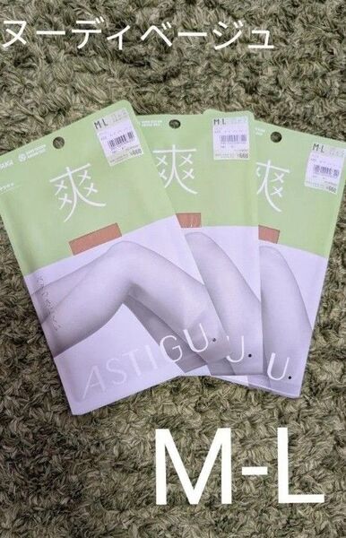 アツギ 爽 ストッキング ヌーディベージュ 3枚セット M~L ATSUGI