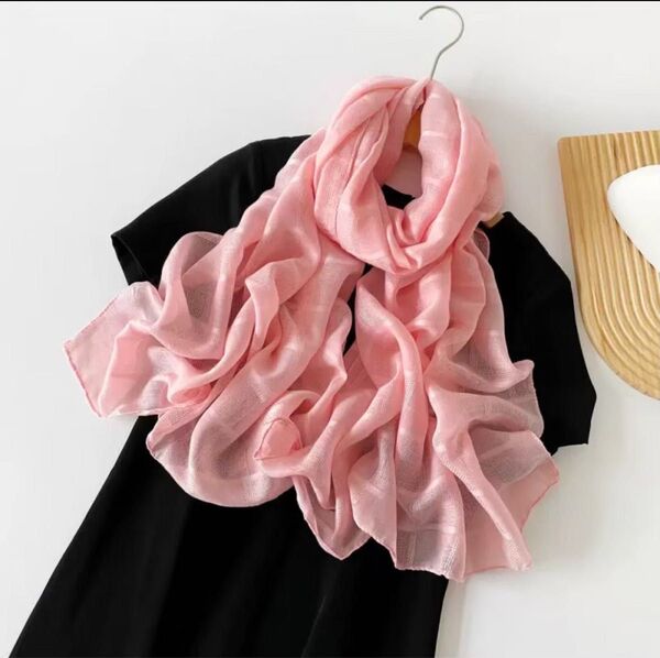 【31日までSALE!!】ピンク ストール ショール 薄手 春夏 大判 紫外線対策 お洒落 シンプル ショール 結婚式