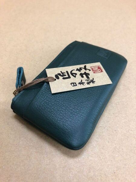 新品未使用 送料込み メンズ レディース キッズ 匠の技 日本製 本革製 レザー ファスナー小銭入れ コインケース グリーン