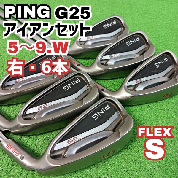 名器 良品 ピン G25 黒ドット アイアンセット 右打ち6本 メンズ PING Y25053003